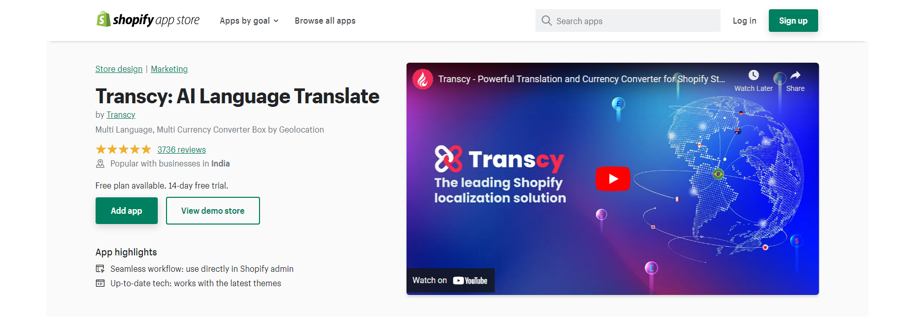 Transcy - aplicativos de tradução shopify