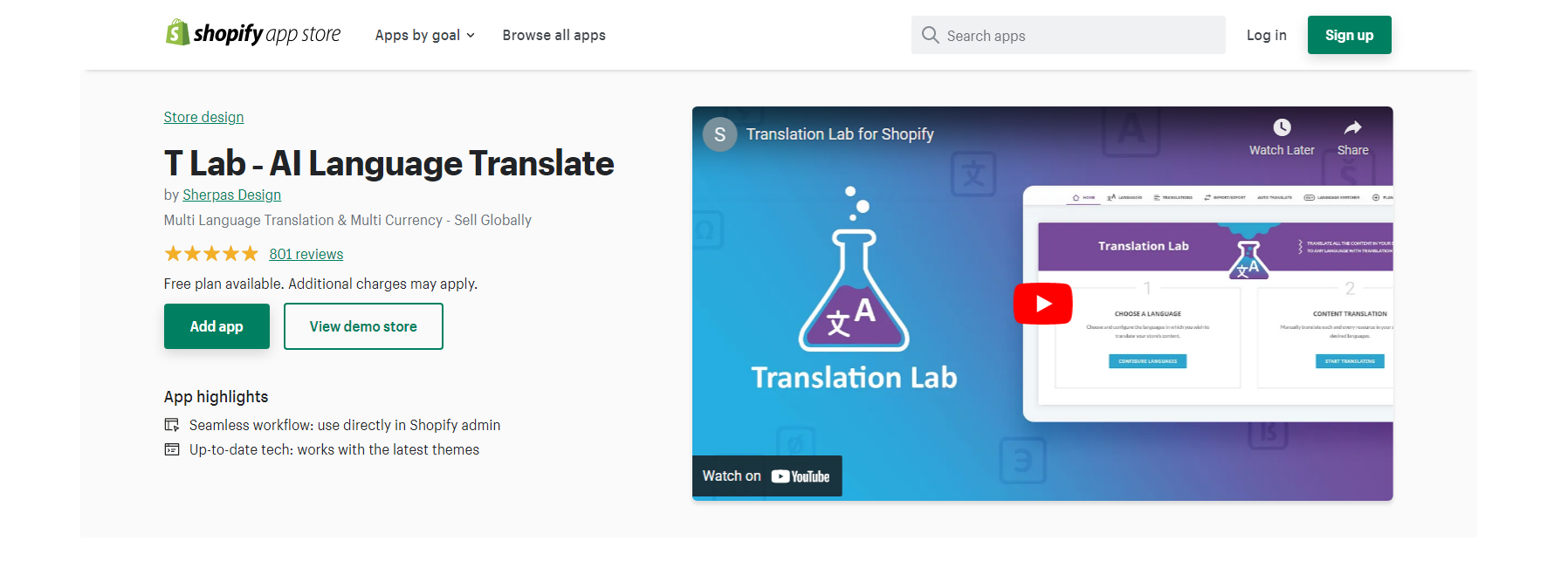 T Lab - aplicativos de tradução shopify