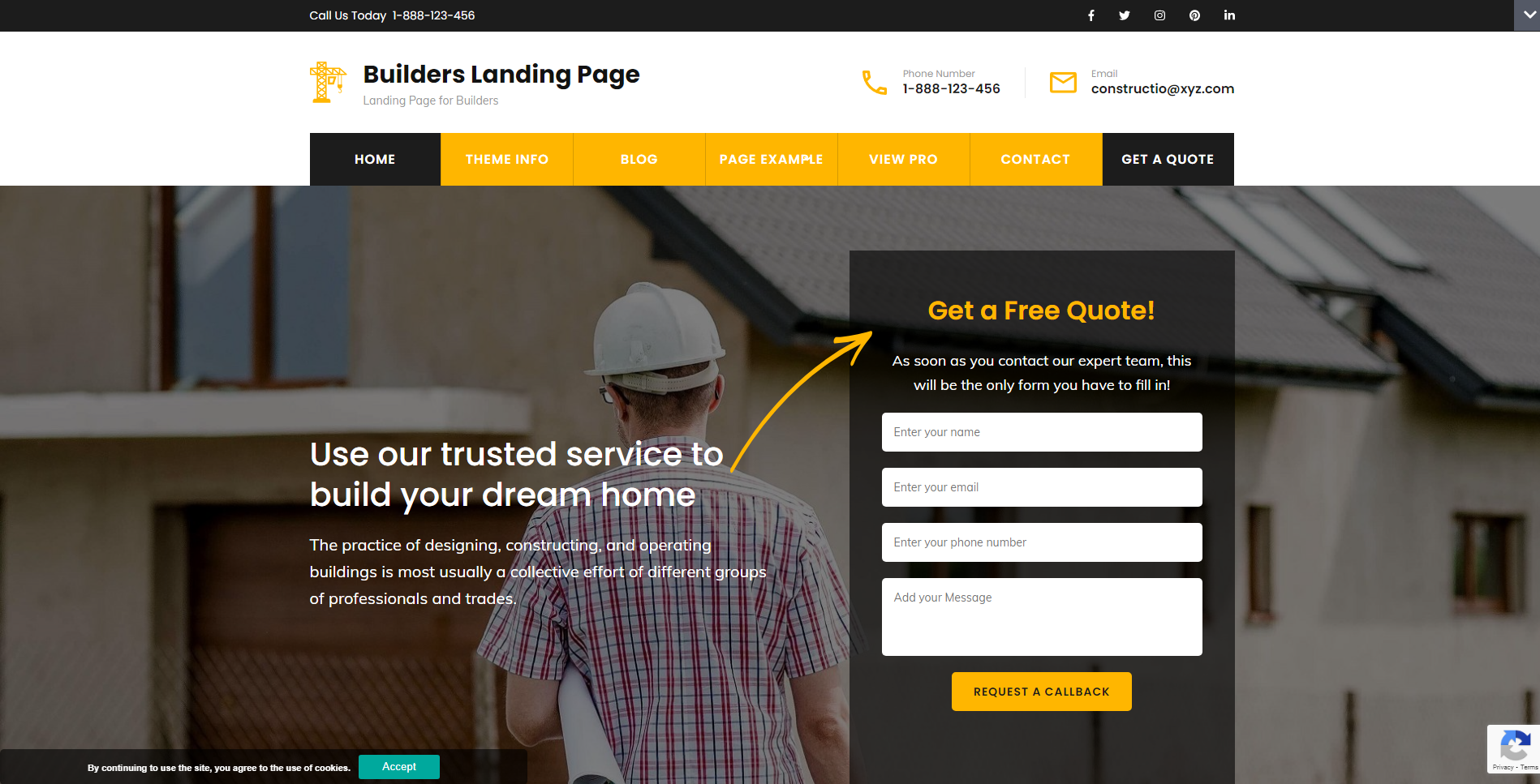 Builder Landing Page - kostenlose Landing Page WordPress-Themen