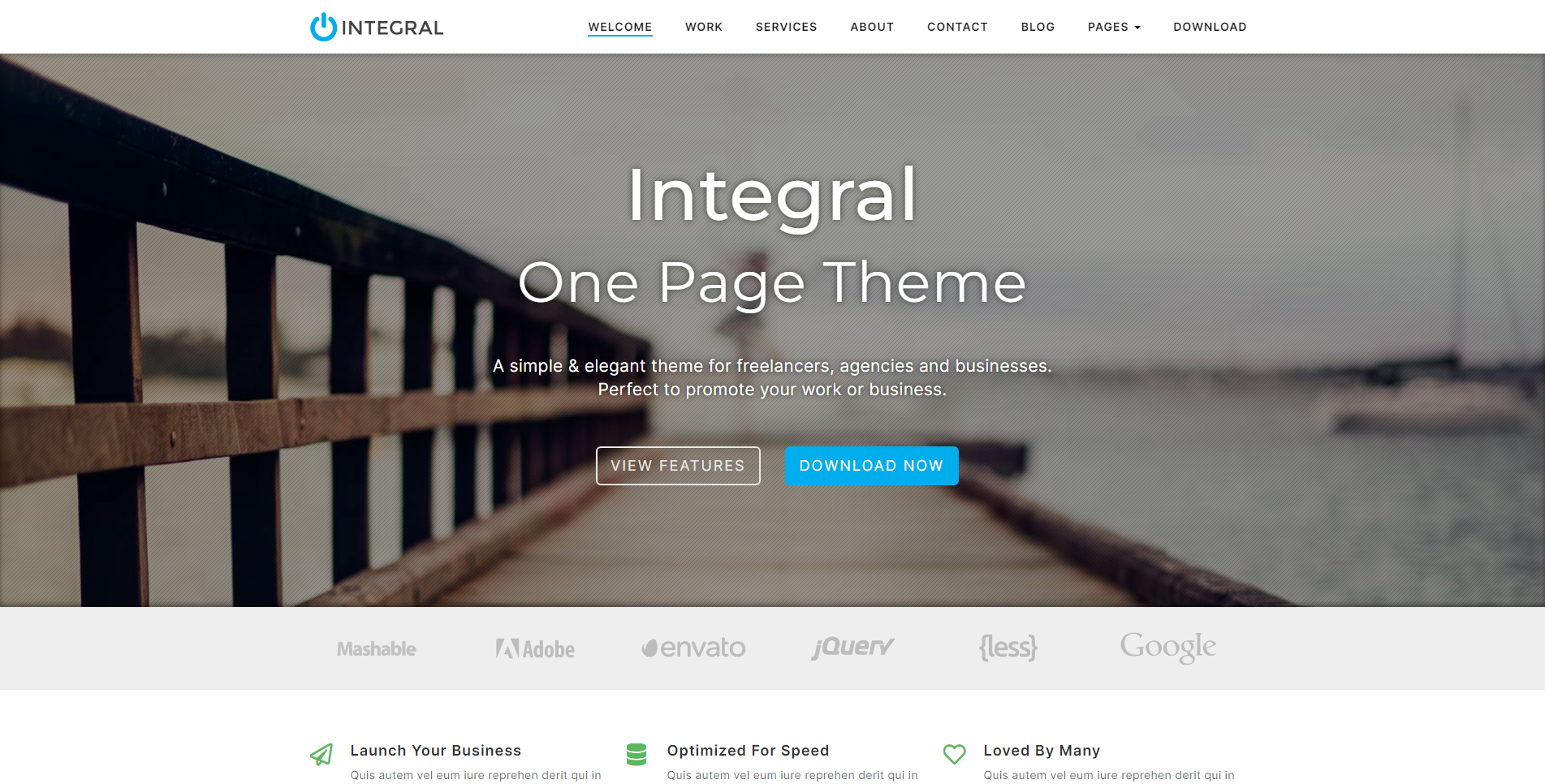 Integral - kostenlose Landing Page WordPress-Themes