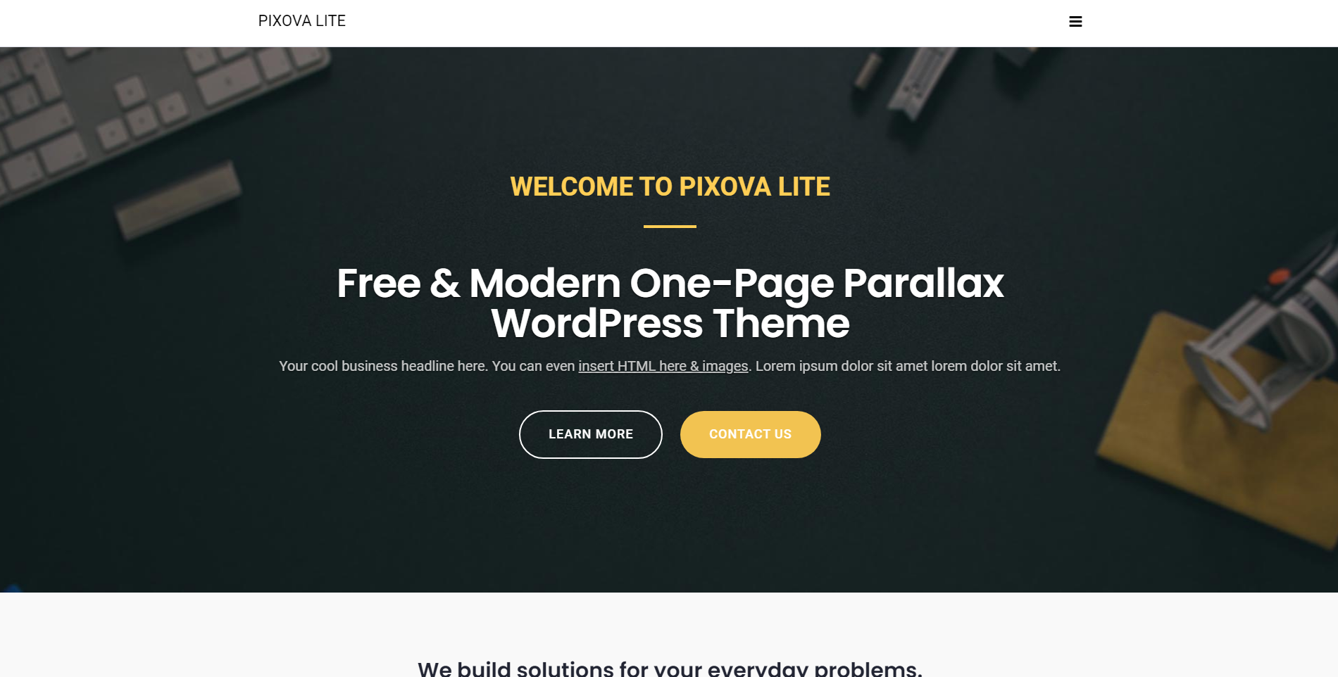 Pixova - kostenlose Landing Page WordPress-Themen
