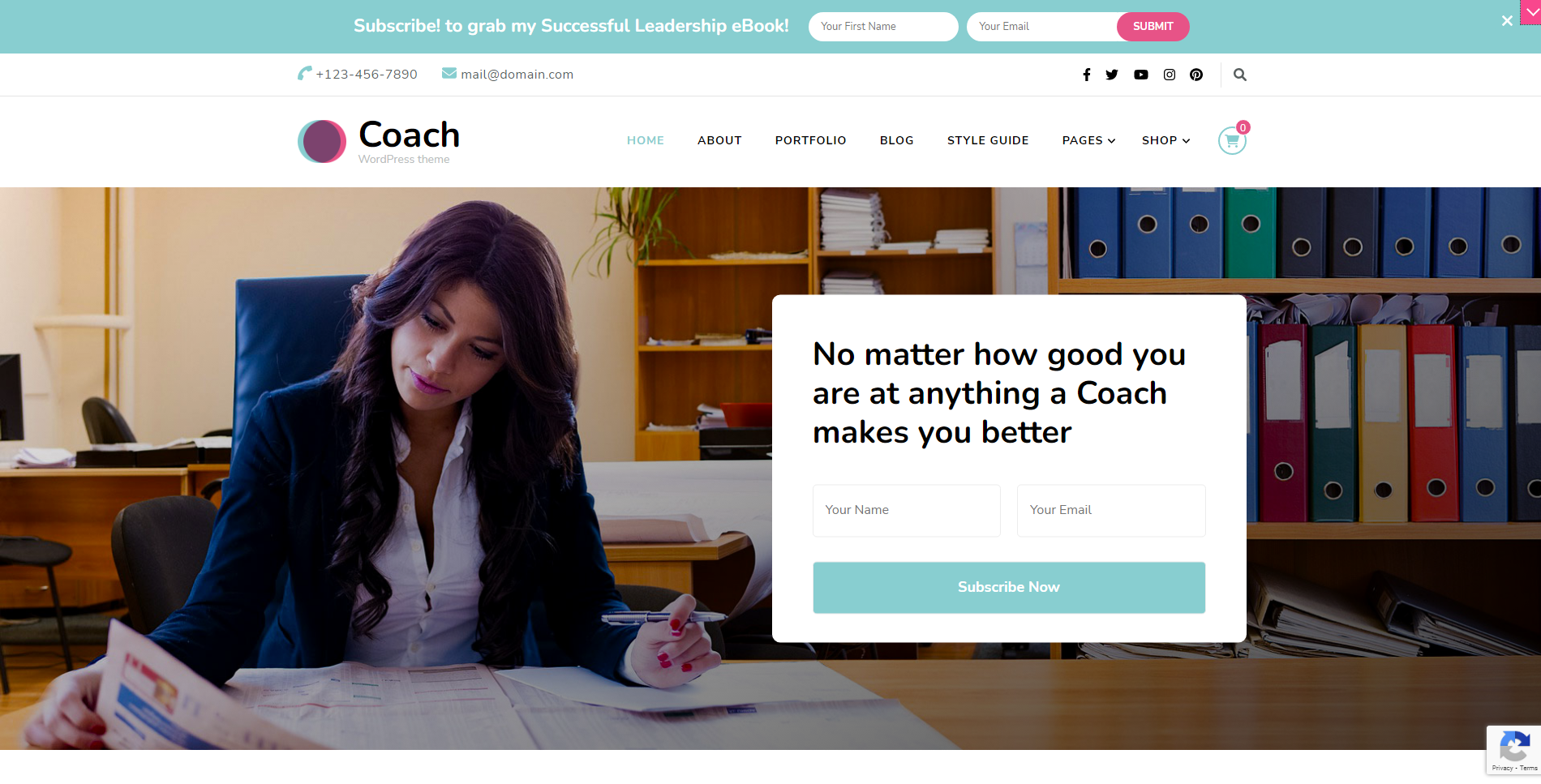 Blossom Coach - kostenlose Landing Page WordPress-Themes