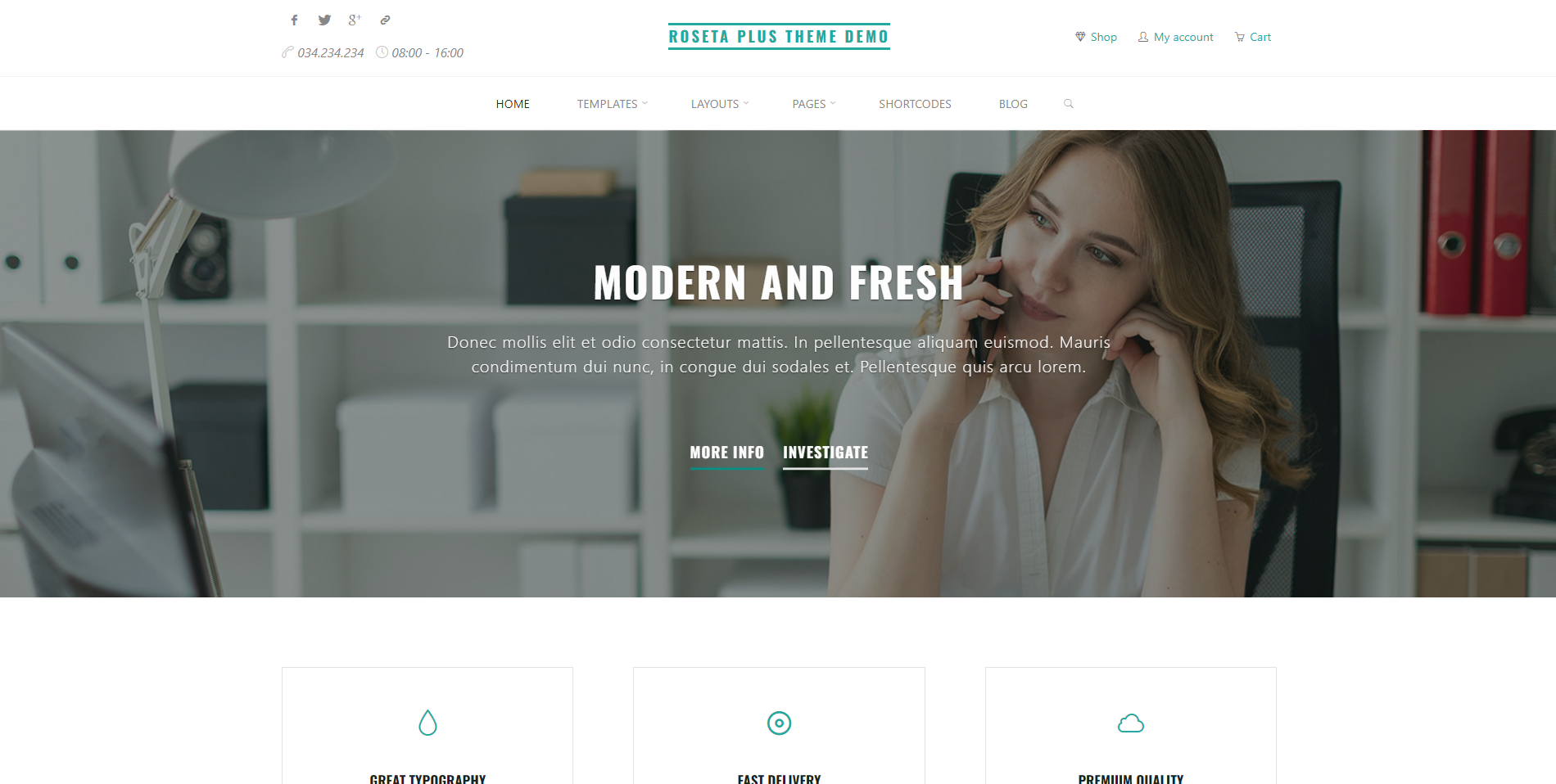 Roseta - kostenlose Landingpage WordPress-Themes
