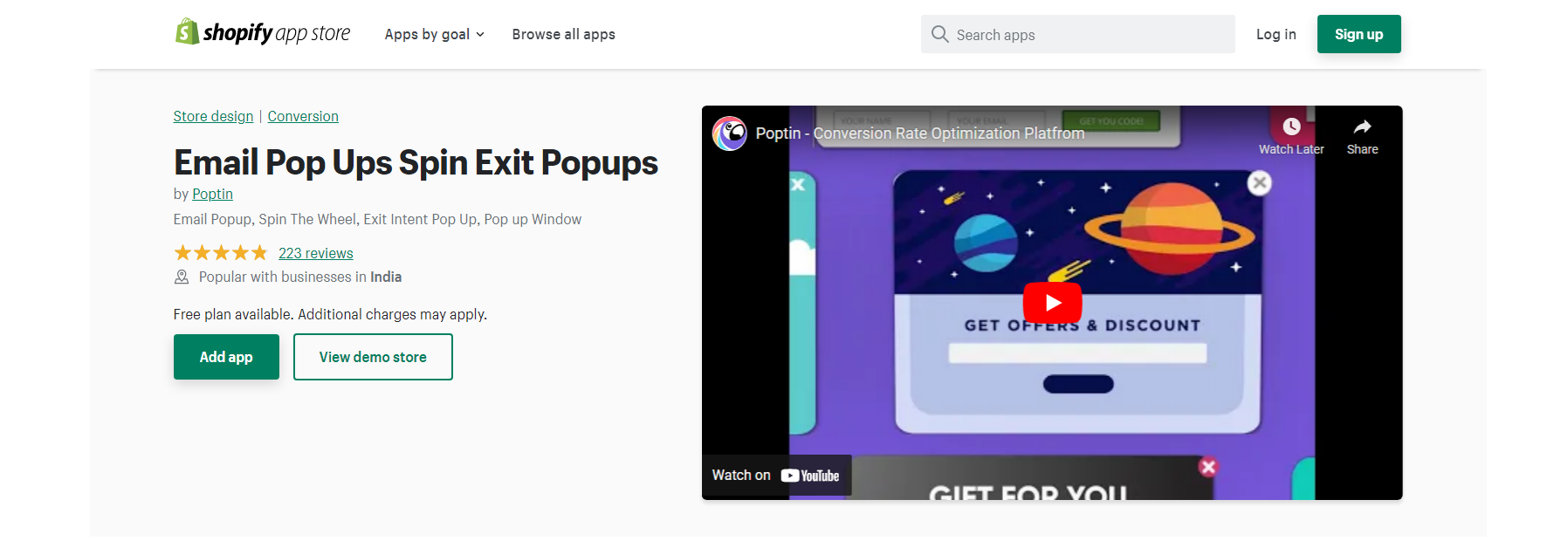 Poptin e-mail pop-ups giram