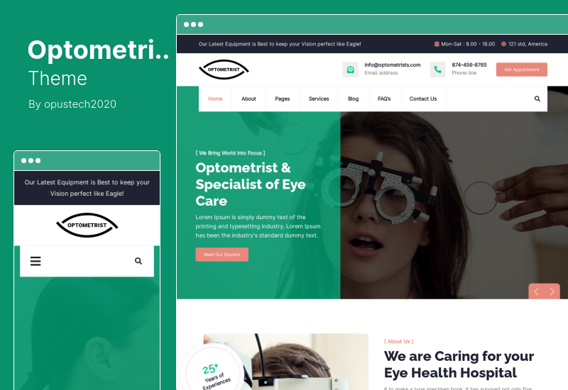 Optometrist Theme - オプティカルとアイケアの WordPress テーマ