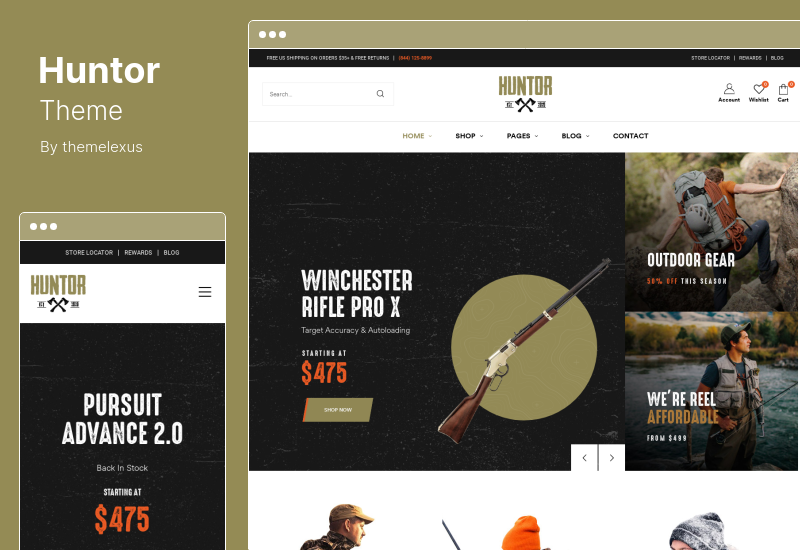 Tema Huntor - Tema WooCommerce de caça e loja ao ar livre