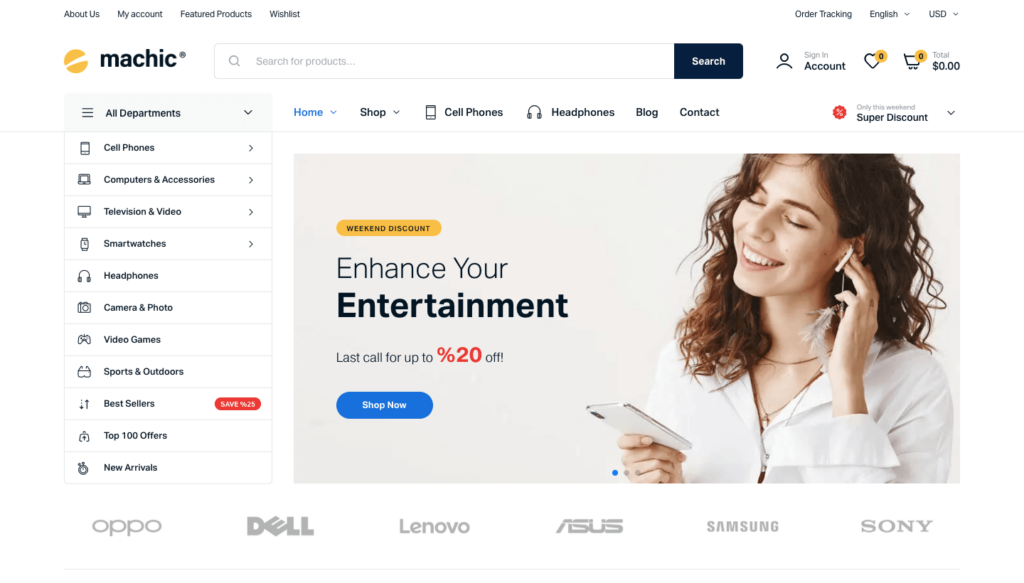 8+ Melhor tema WordPress de vários fornecedores para o mercado online 8 machic 589