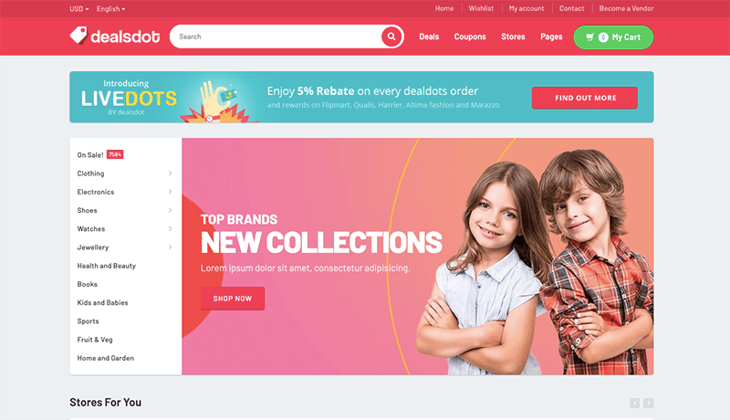 8+ Melhor tema WordPress de vários fornecedores para o mercado online 5 dealsdot 31