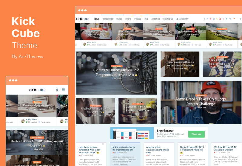 Tema KickCube - Tema WordPress per l'iscrizione e la condivisione dei contenuti degli utenti