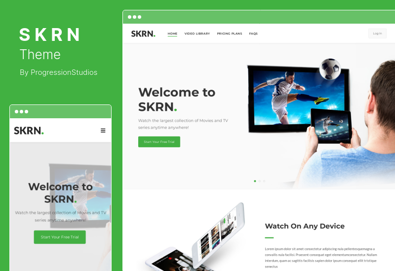 Tema SKRN - Tema WordPress per app di streaming multimediale