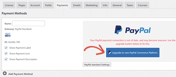 PayPal Commerce로 업그레이드