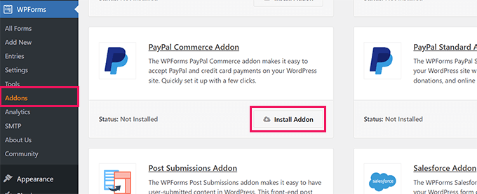 PayPal Commerce 애드온 설치