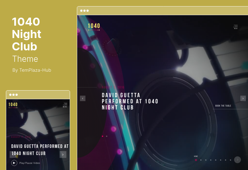 Tema 1040 Night Club - DJ, Tema WordPress per festival musicali