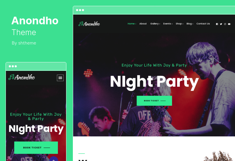 Tema Anondho - Tema WordPress per night club ed eventi
