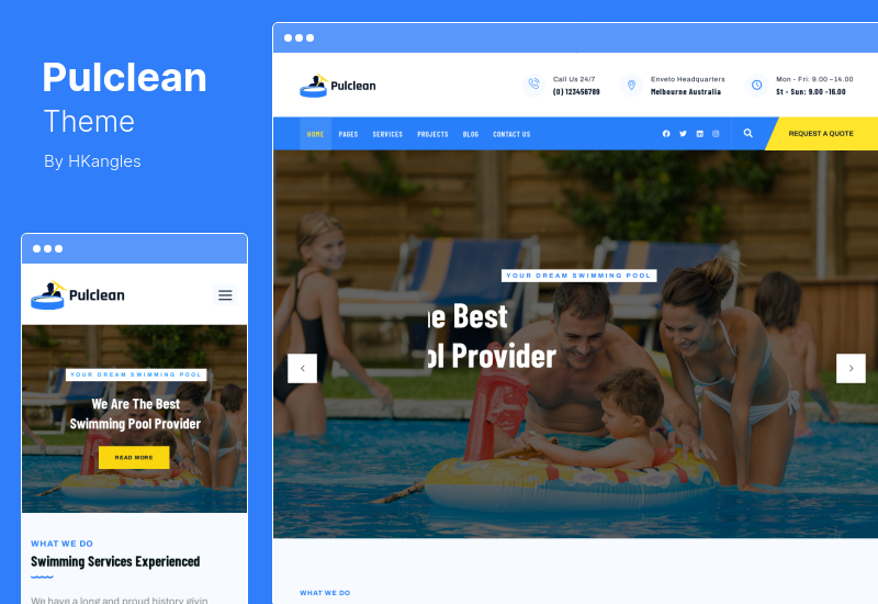 Pulclean 主题 - 游泳池维护和清洁 WordPress 主题