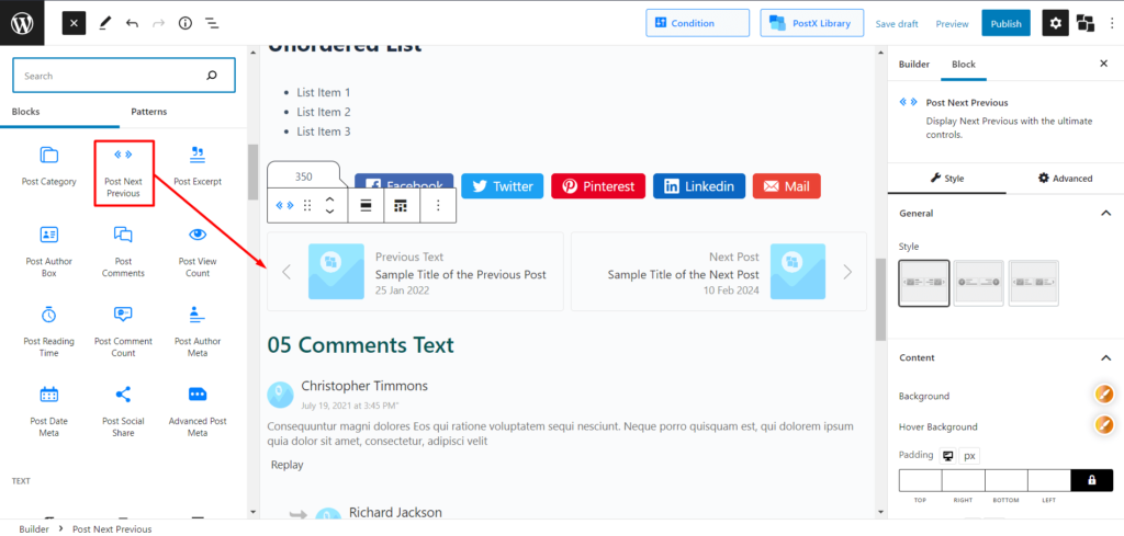 Comment créer et personnaliser un modèle de publication WordPress 5 Post Next Previous