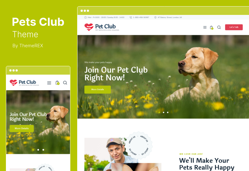Pets Club-Theme - WordPress-Theme für Tierhandlungen und Zuchttierärzte