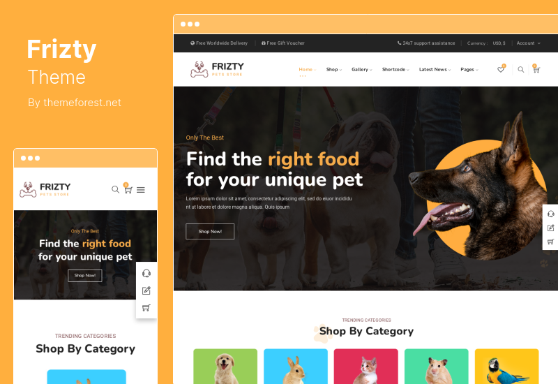 Frizty-Theme - WooCommerce-Theme für den Pet Shop