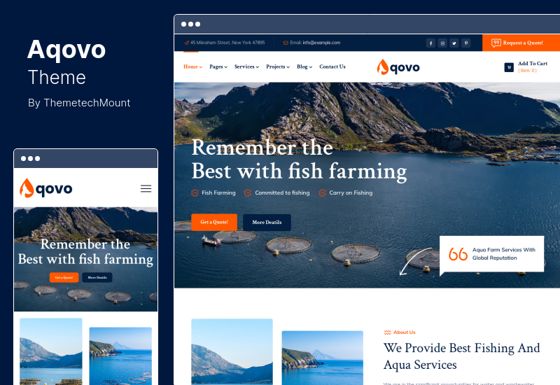 Aqovo-Thema - WordPress-Theme für Aquafarmen und Fischereidienste