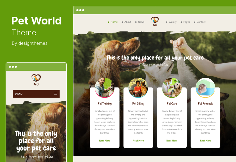 Pet World Theme – WordPress-Thema für Hundepflege und Tierhandlung