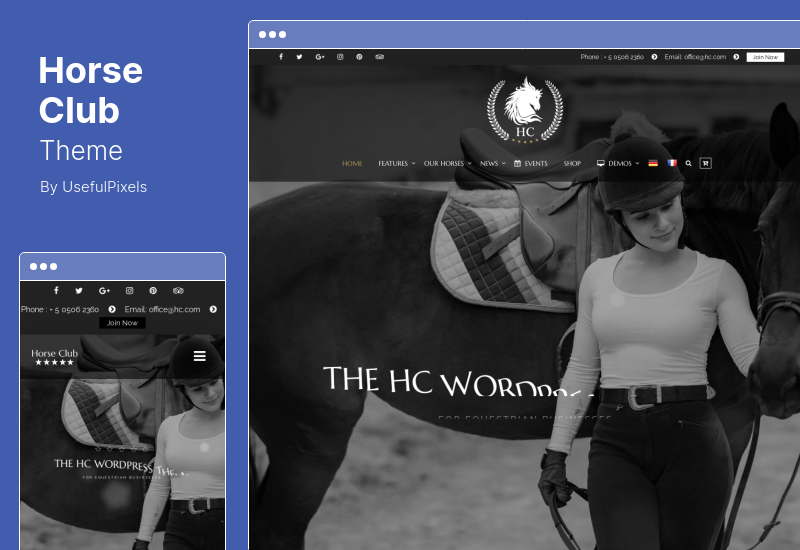 Horse Club-Thema - WordPress-Thema für Pferdesport