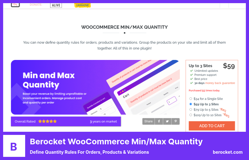 Plugin de quantidade mínima/máxima do Berocket WooCommerce - Defina regras de quantidade para pedidos, produtos e variações