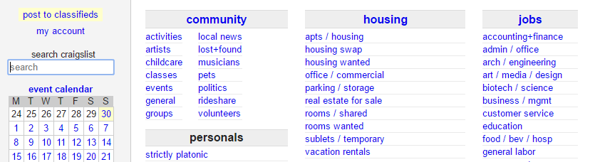 사용 가능하지만 잘못 설계된 사이트의 예.
