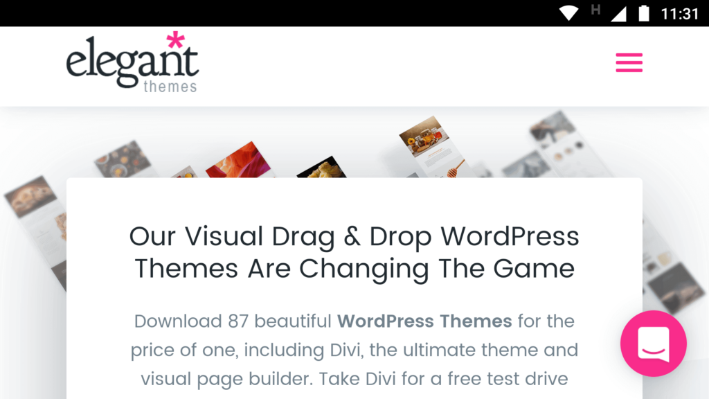 모바일 장치에서 본 우아한 테마.