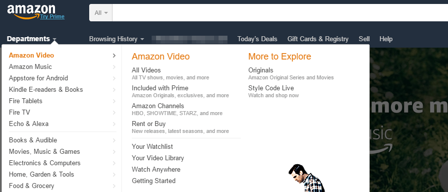복잡한 메뉴의 예.