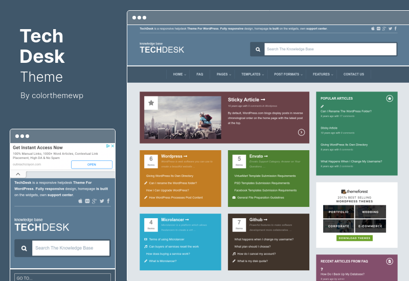 Tema TechDesk - Baza de cunoștințe și Forumul de asistență Tema WordPress