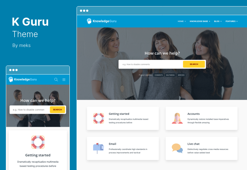 Tema KGuru - Tema WordPress din baza de cunoștințe