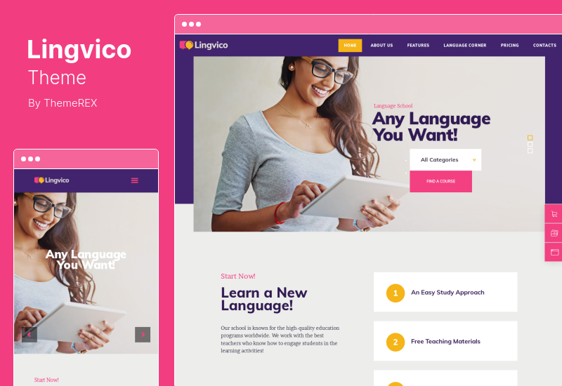 موضوع Lingvico - مركز اللغات والدورات التدريبية موضوع WordPress