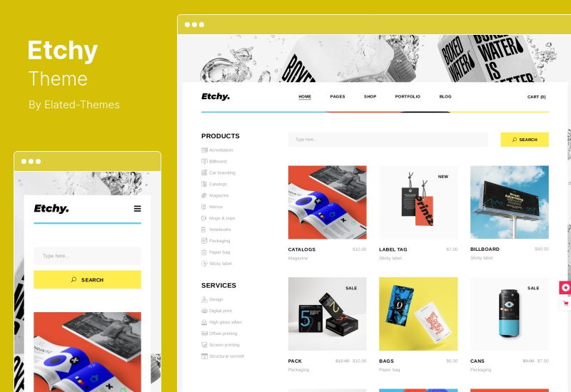 Tema Etchy - Tema WordPress da loja de impressão