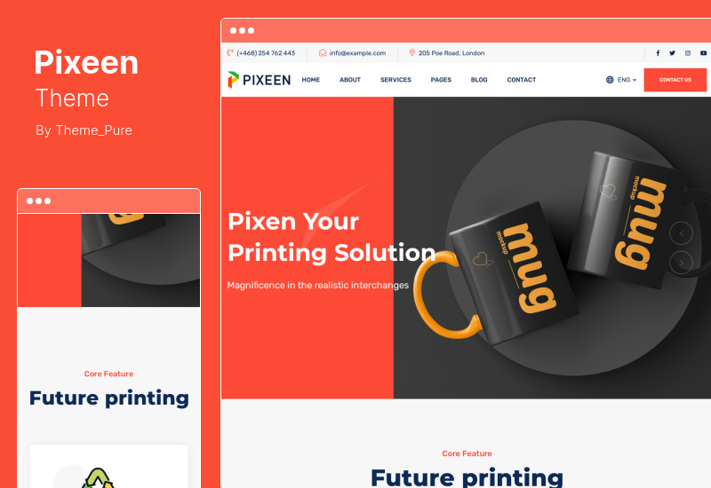 Tema Pixeen - Tema WordPress da empresa de serviços de impressão
