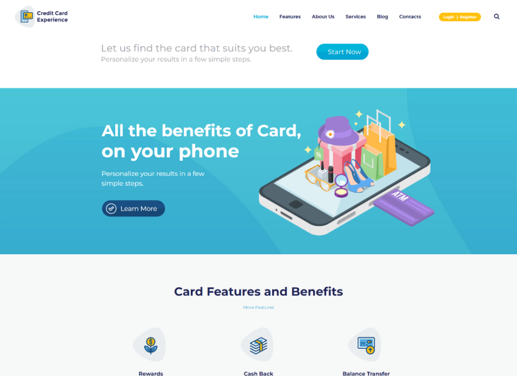 Experiência de cartão de crédito | Empresa de empréstimo e tema WordPress de banco on-line
