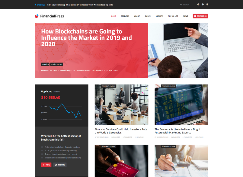 ChainPress | Tema de blog de negócios do WordPress financeiro