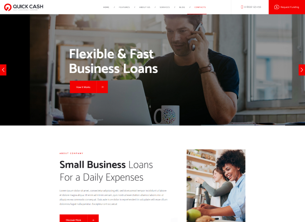 Dinheiro rápido | Tema WordPress para Empresa de Empréstimo e Consultor Financeiro
