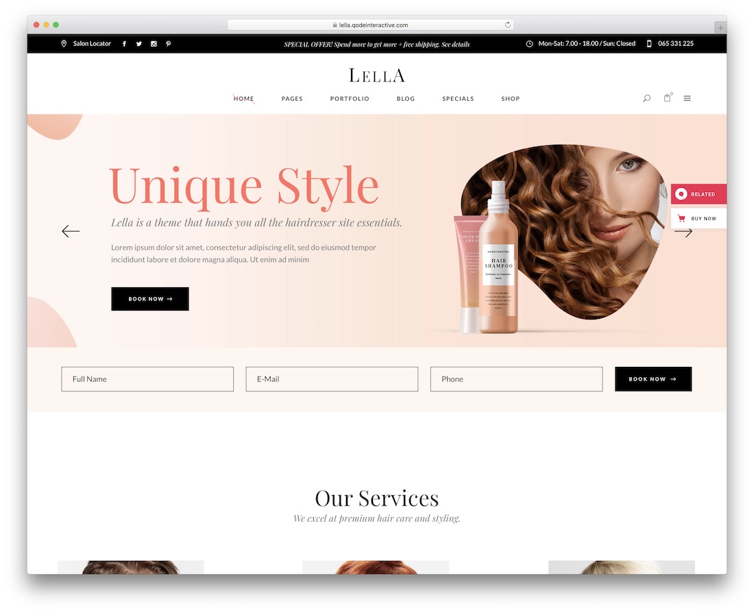 lella 美发沙龙 wordpress 主题