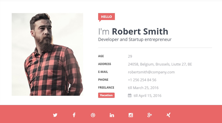 Riprendi, CV, tema vCard