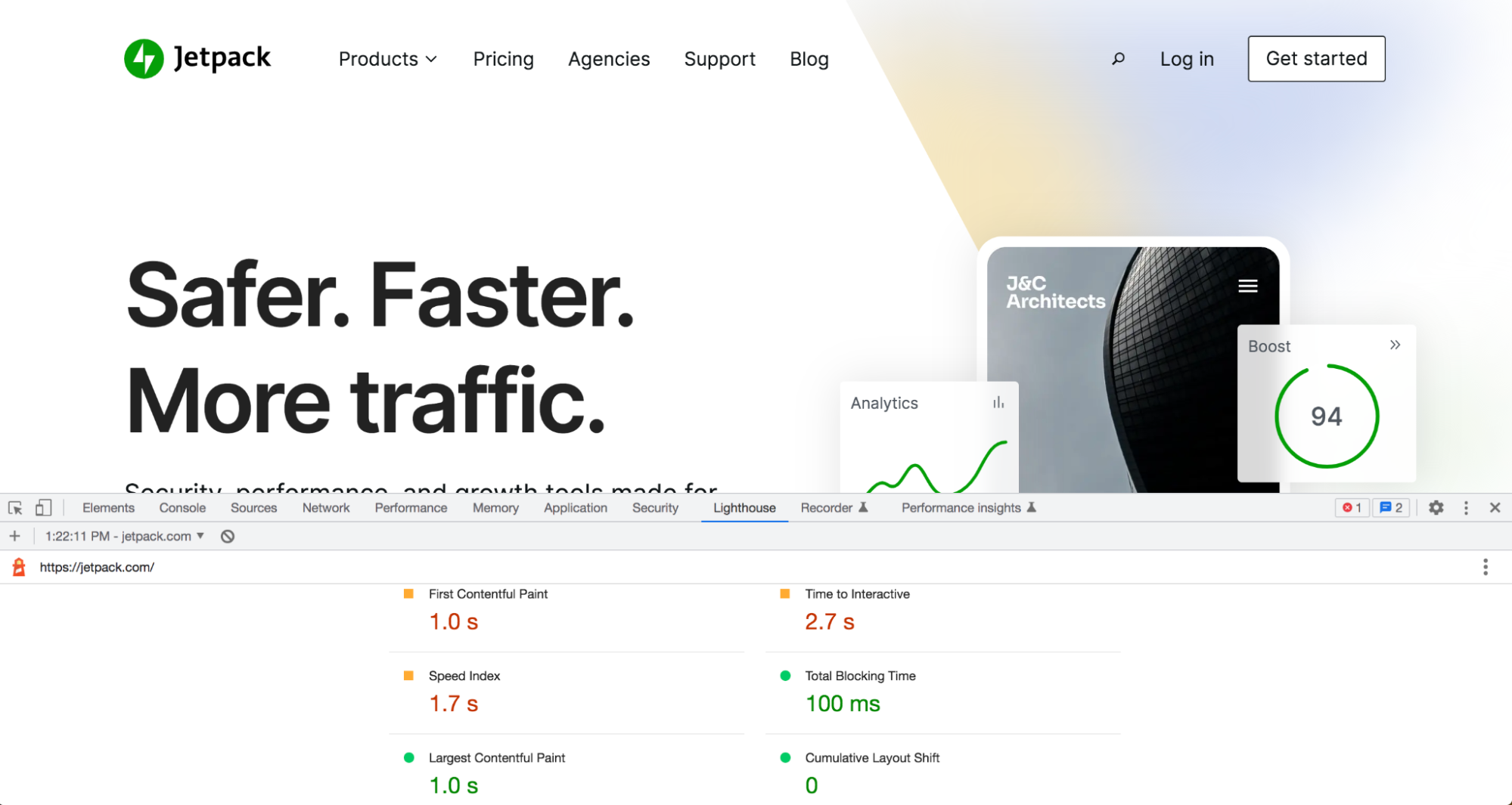 visualizar os principais sinais vitais da Web no Google Lighthouse
