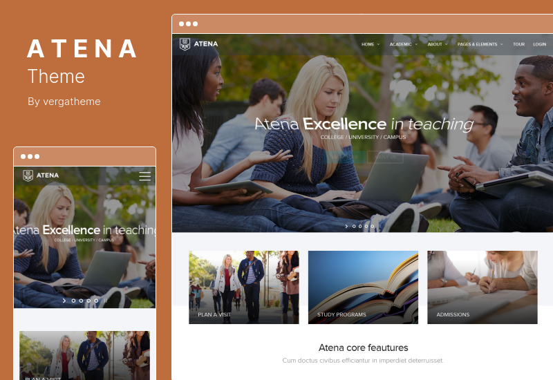 ธีม Atena - ธีม WordPress ของวิทยาลัย มหาวิทยาลัยและวิทยาเขต