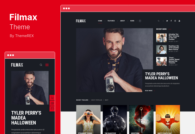 Filmax Theme - นิตยสารข่าวภาพยนตร์และภาพยนตร์ WordPress Theme