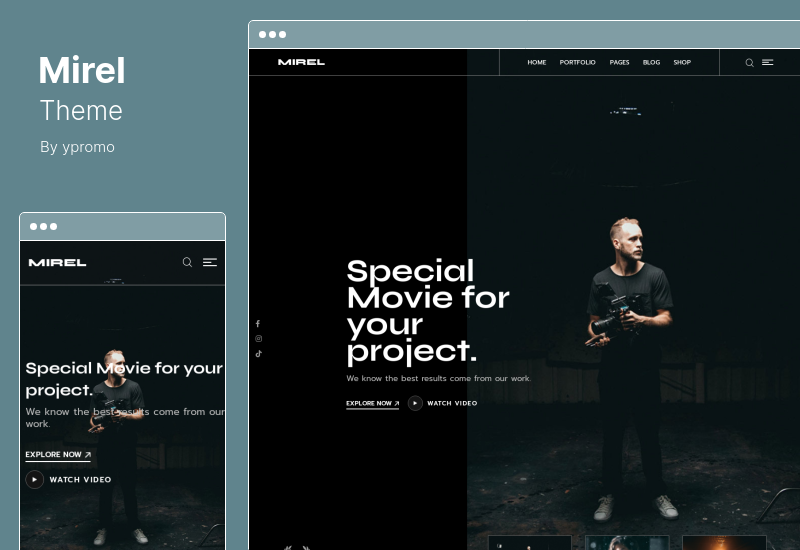 ธีม Mirel - สตูดิโอภาพยนตร์และผู้สร้างภาพยนตร์ WordPress Theme