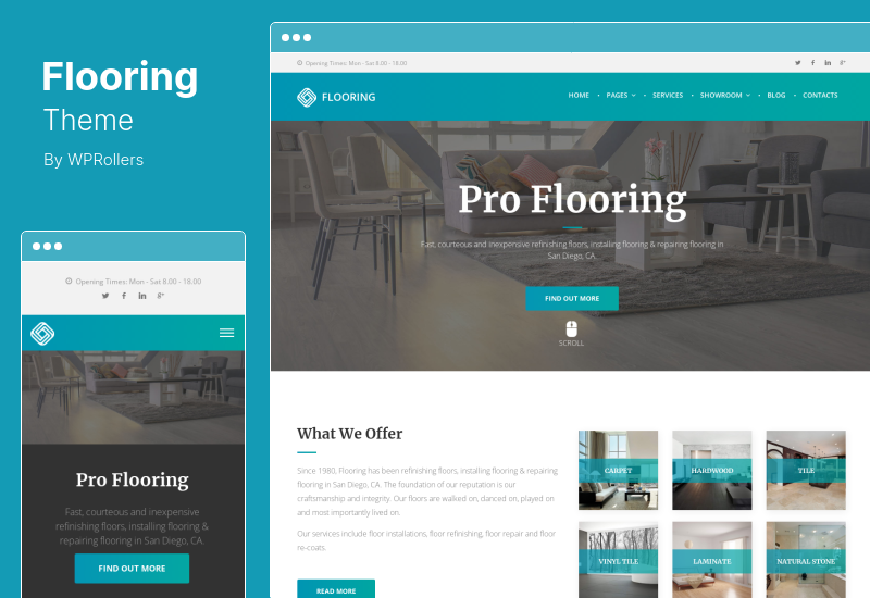 Flooring Theme - WordPress Theme für Bodenreparatur und Nachbearbeitung
