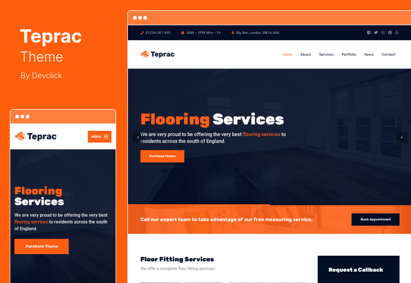 Teprac-Theme - WordPress-Thema für Bodenbelagsdienste