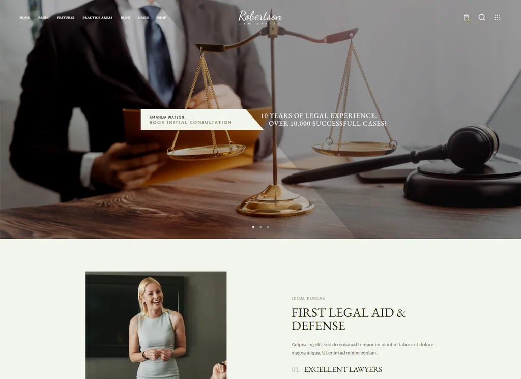 สำนักงานกฎหมาย - ทนายความและที่ปรึกษากฎหมาย WordPress Theme