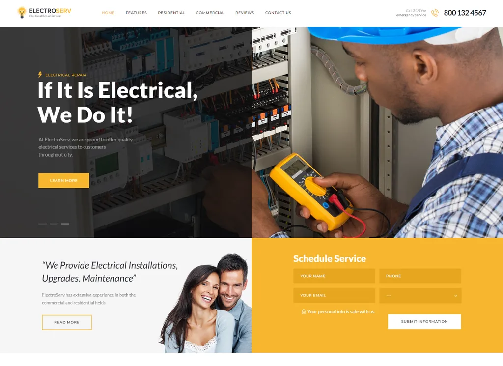 ElectroServ | Servicio de reparación eléctrica Tema de WordPress