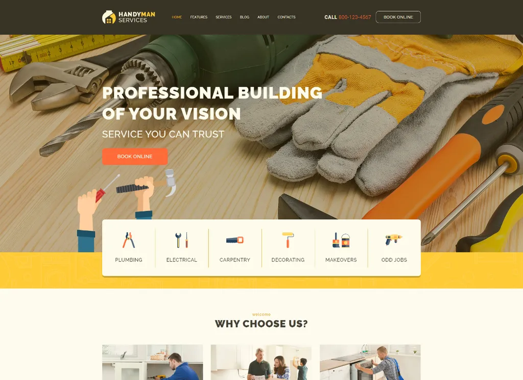 manitas | Servicios de construcción y reparación Tema de WordPress para edificios