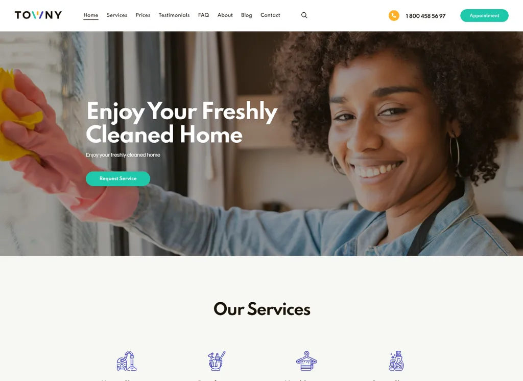 Towny | Tema de WordPress para servicios domésticos y exteriores
