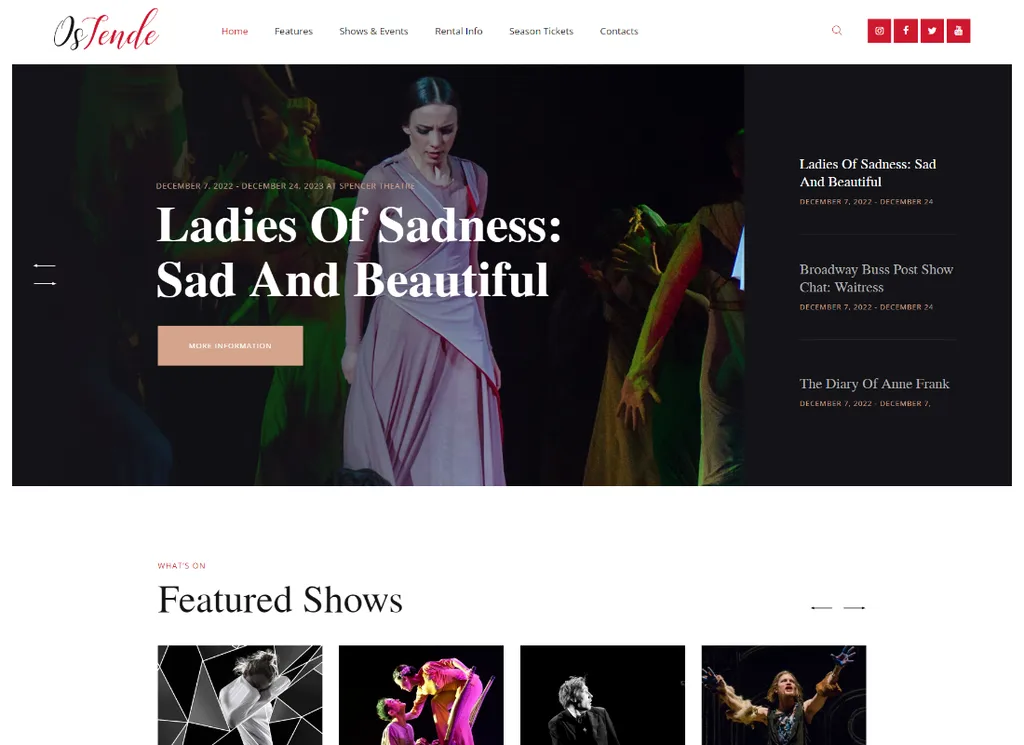 OsTende - School of Arts & Theatre WordPress テーマ